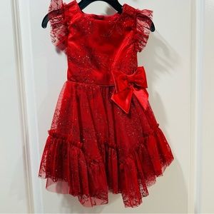 Jona Michelle Lace Glitter Red lined flounced Dress 2T